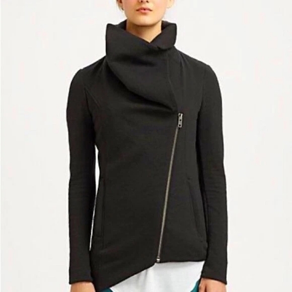 Helmut Lang Jackets & Blazers - Helmut Lang 100% wool shawl collar asymmetrical zip jacket